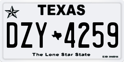 TX license plate DZY4259