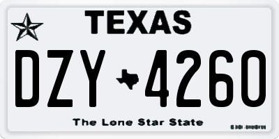 TX license plate DZY4260