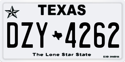 TX license plate DZY4262