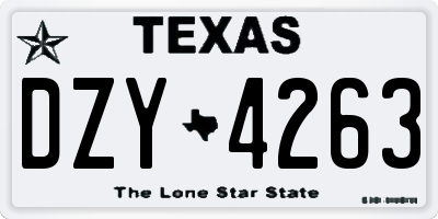 TX license plate DZY4263