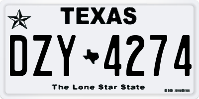 TX license plate DZY4274