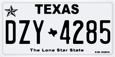 TX license plate DZY4285