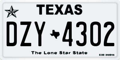 TX license plate DZY4302