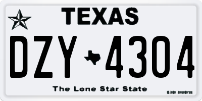 TX license plate DZY4304