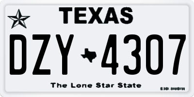 TX license plate DZY4307