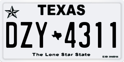 TX license plate DZY4311