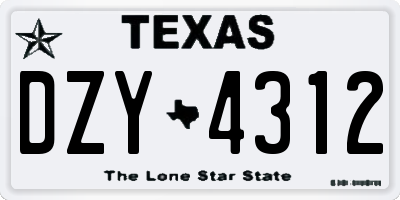 TX license plate DZY4312