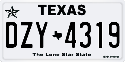 TX license plate DZY4319