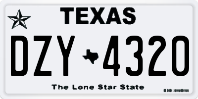 TX license plate DZY4320