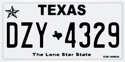 TX license plate DZY4329