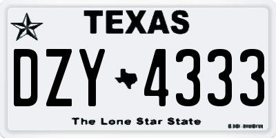 TX license plate DZY4333