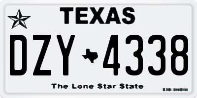 TX license plate DZY4338