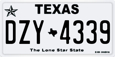TX license plate DZY4339