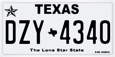 TX license plate DZY4340