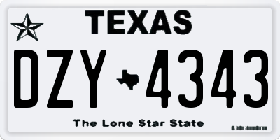 TX license plate DZY4343