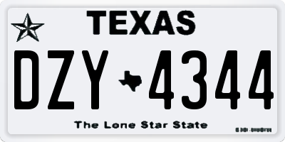 TX license plate DZY4344