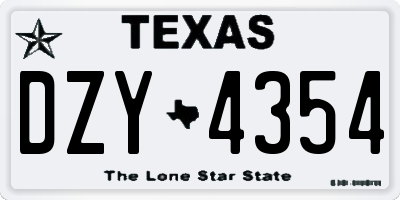 TX license plate DZY4354