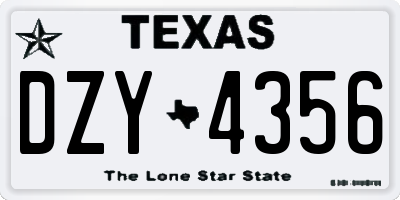 TX license plate DZY4356
