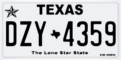 TX license plate DZY4359