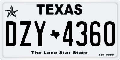 TX license plate DZY4360
