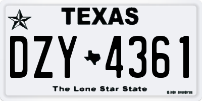 TX license plate DZY4361