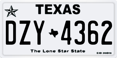 TX license plate DZY4362