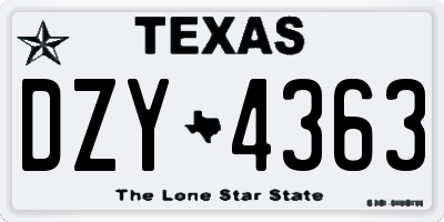TX license plate DZY4363