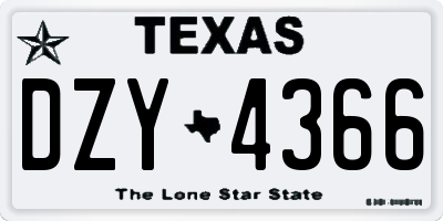 TX license plate DZY4366