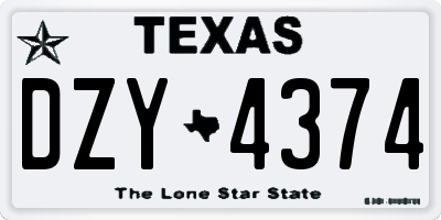 TX license plate DZY4374