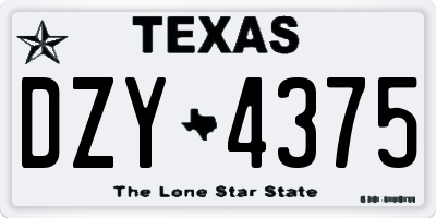 TX license plate DZY4375
