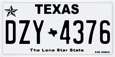 TX license plate DZY4376