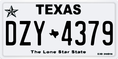 TX license plate DZY4379