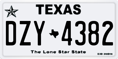 TX license plate DZY4382