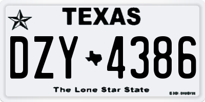 TX license plate DZY4386