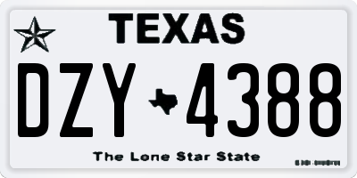 TX license plate DZY4388