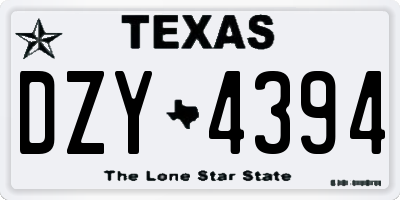 TX license plate DZY4394