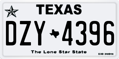 TX license plate DZY4396