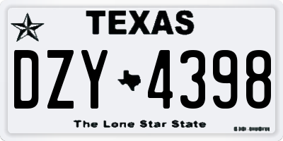 TX license plate DZY4398