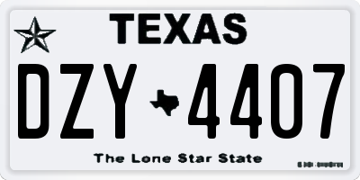 TX license plate DZY4407