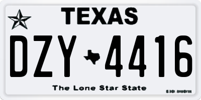 TX license plate DZY4416