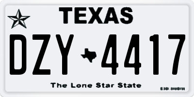 TX license plate DZY4417