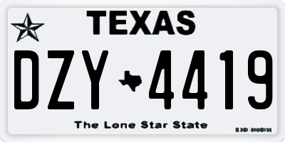 TX license plate DZY4419