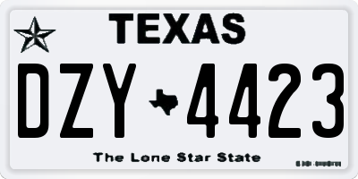 TX license plate DZY4423