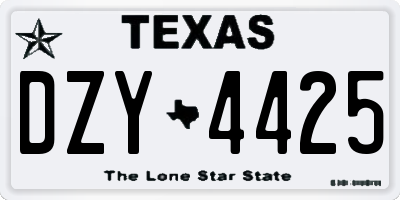 TX license plate DZY4425
