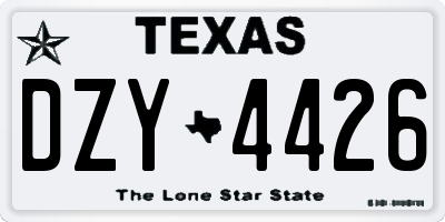 TX license plate DZY4426