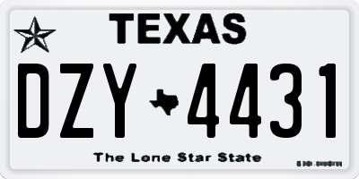 TX license plate DZY4431
