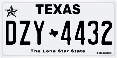 TX license plate DZY4432