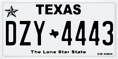 TX license plate DZY4443