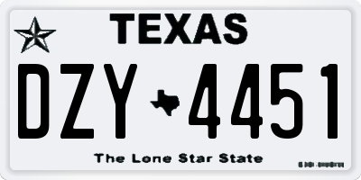 TX license plate DZY4451