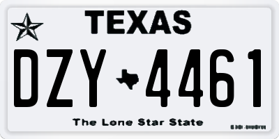 TX license plate DZY4461